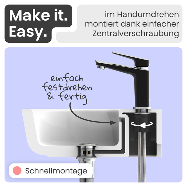 Abbildung einer Waschtischarmatur mit Schnellmontage