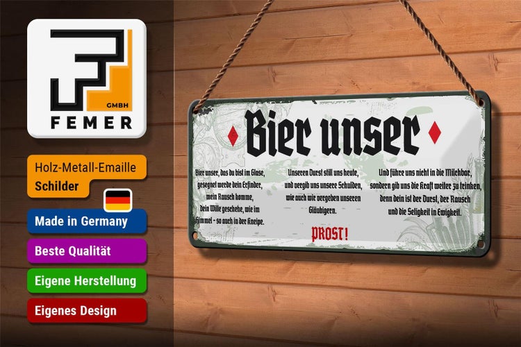Blechschild Spruch 27x10cm Bier Unser weißes Schild