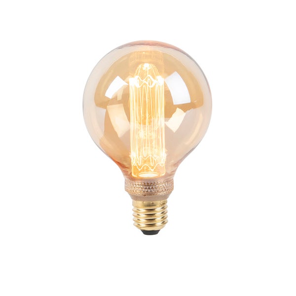 LED-Leuchtmittel Globe gold mit E27 Sockel und sichtbarem Filament.