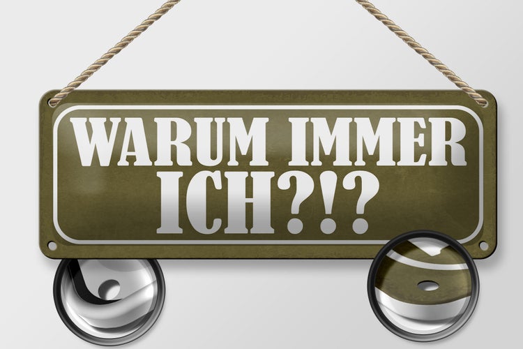 Blechschild Spruch 27x10cm warum immer ich Dekoration
