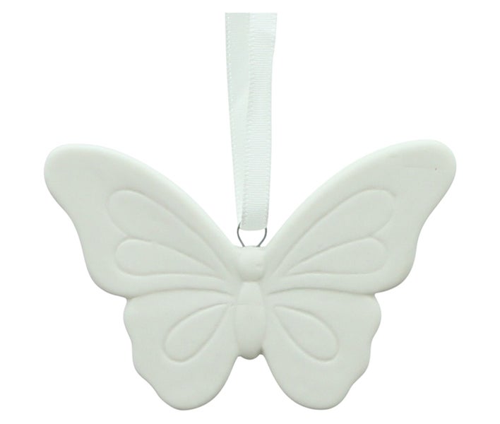 FRANK FLECHTWAREN | Hänger Schmetterling, 12er Set, PORZELLAN, ORGANZA, 8 x 0,5 x 5cm, 5 x 0,5 x 8cm, 5,5 x 0,5 x 9cm