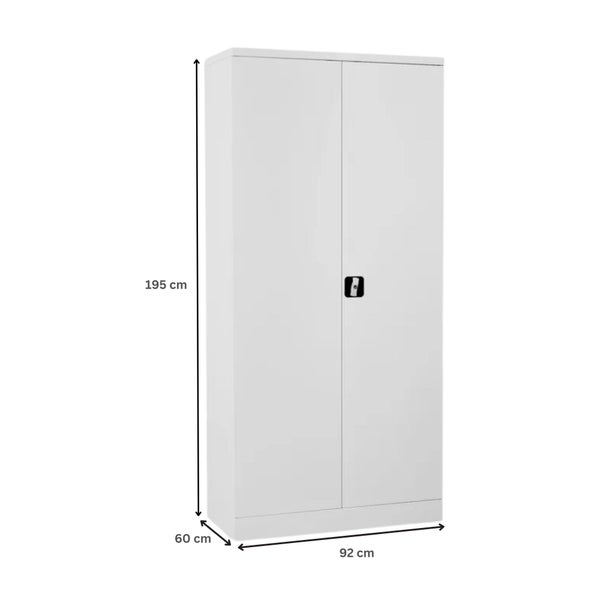 PROREGAL Stahlschrank Bee 5 Fachböden HxBxT 195 x 92 x 60 cm Pulverbeschichtetes & Verstärktes Fachbodenmaterial Weiß & Weiß