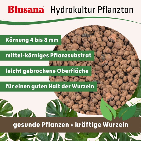 Blusana Blähton 10l Pflanzsubstrat für Hydrokultur Ton-Granulat Körnung 4-8 mm Drainagematerial & Bodenauflockerung