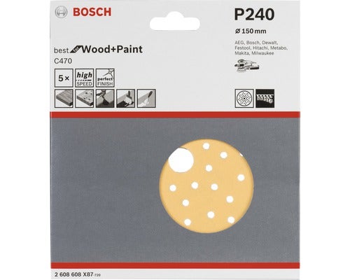 Schleifblatt C470 Best for Wood and Paint, 5er-Pack Ø 150 mm K240