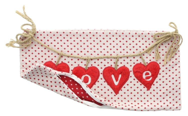 FRANK FLECHTWAREN|Deko-Kissenhülle Love Hearts, 50 x 27 cm, POLYESTER JUTE
