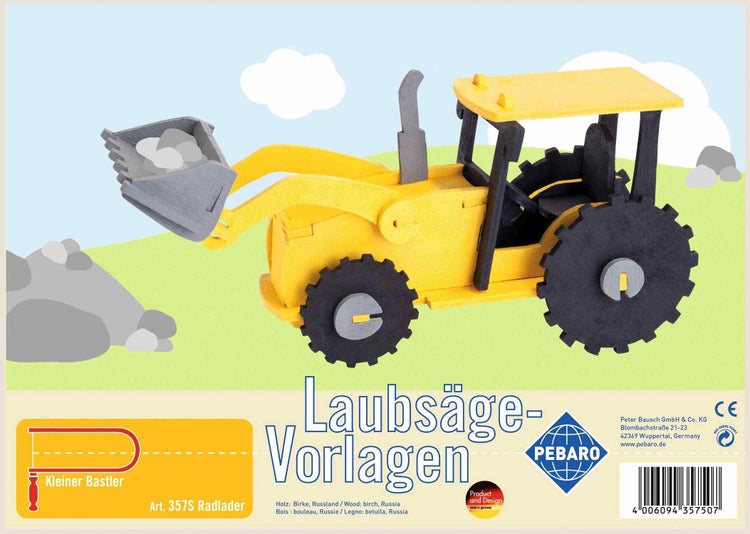 PEBARO 357S - Laubsägevorlage Radlader, 1 Platte, Größe DIN A4