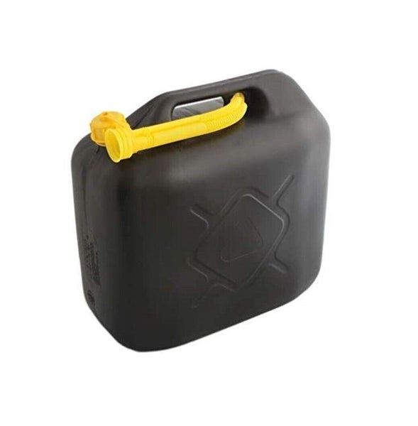 Schwarzer Kraftstoffkanister mit gelbem Ausgießer