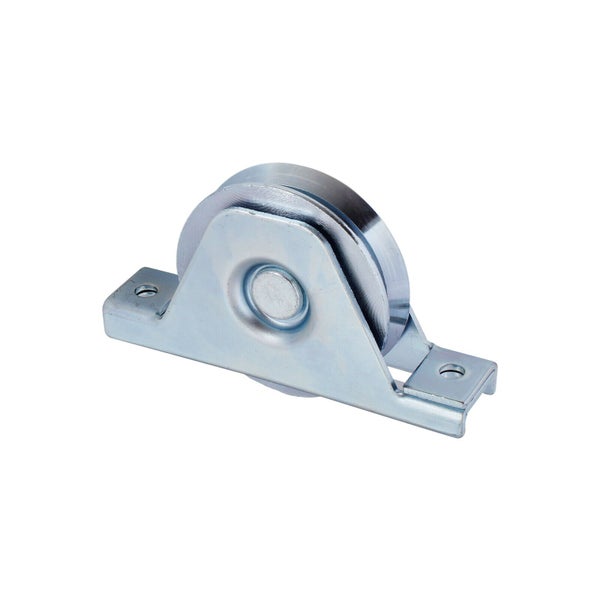 Laufrolle mit V-Nut und Montageplatte aus verzinktem Stahl