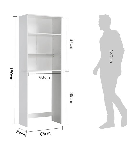 Weißes Regal mit Fächern und einem Made in Germany Siegel