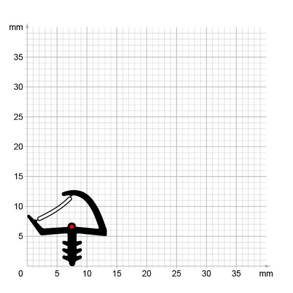 Dichtungsprofil auf Millimeterpapier zur Darstellung der Abmessungen