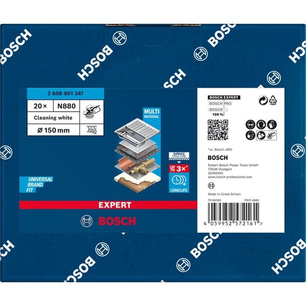 Bosch 20x Expert N880 Vliesscheibe für Exzenterschleifer 150 mm Reinigung - 2608901247