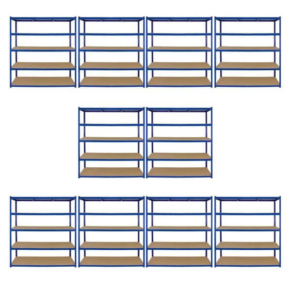 10 x Extra breite T-Rax Lagerregale 180cm x 160cm x 60cm - Blau