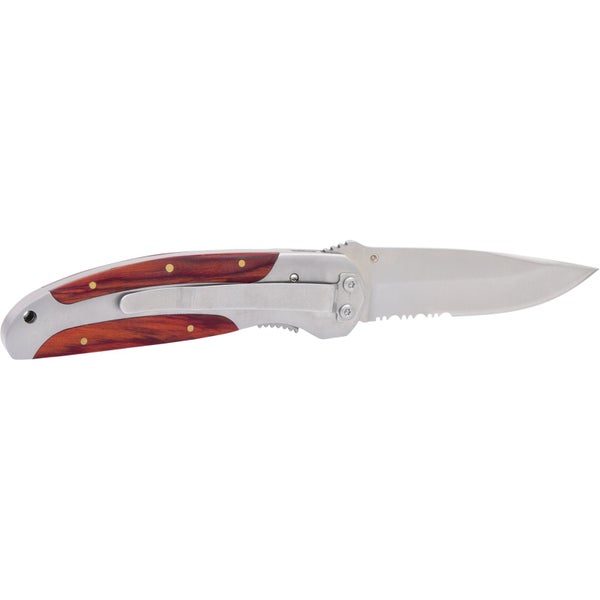 Taschenmesser mit Holzgriff und Metallklinge