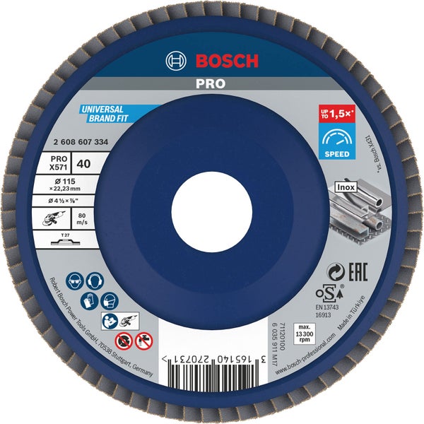 Bosch Professional Fiberschleifscheibe Durchmesser 115 Millimeter Körnung 40