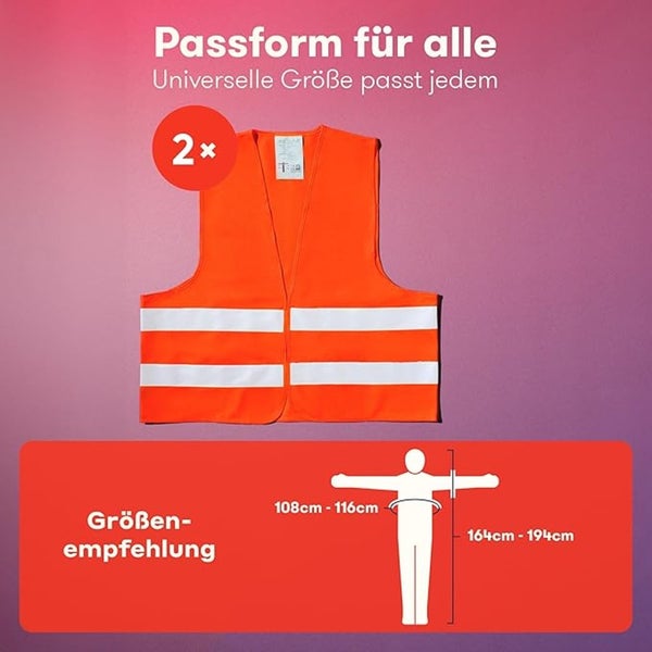 PURAHELP Warnwesten Auto 4er Set Europaweit gültig nach EN ISO 20471 - Reflektierende Warnweste Auto - Sicherheitsweste Auto Warnweste Orange - Warnschutzweste - Sicherheitswesten für Erwachsene