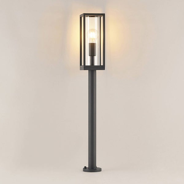 Lindby Außenleuchte Giavanna (spritzwassergeschützt (Modern) in Schwarz aus Aluminium (1 flammig, E27) - Wegeleuchte Pollerleuchte Wegelampe Sockelleuchte