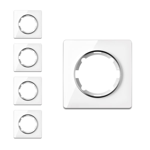 Set mit vier quadratischen Abdeckrahmen für Steckdosen oder Schalter
