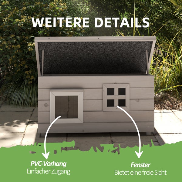 Holz Hundehütte mit PVC-Vorhang und Fenster