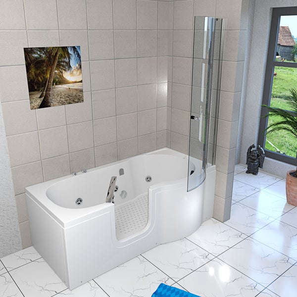 Rechteckiger Aufbewahrungskorb aus Stoff mit schwarz-weißen Streifen und Seilgriffen.