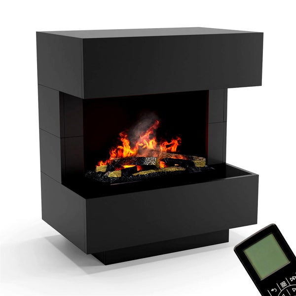 GLOW FIRE Elektrokamin 'Kleist' | Wasserdampf Kamin mit OMC 600 inkl. Holz in schwarz | HxBxT: 80x90x50 cm
