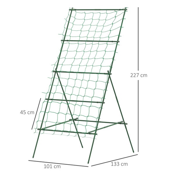 Outsunny Rankgitter aus Stahl zum Stecken rostfrei Rankhilfe in A-Form für Kletterpflanzen Spalier 101x133x227 cm Garten Spalier Pflanzenspalier für Gemüse Blumen Kletterpflanzen Grün