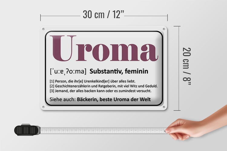 Blechschild Spruch 30x20cm Uroma Bäckerin beste Uroma Welt