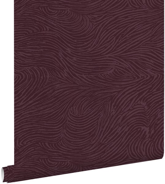 ESTAhome Tapete 3d Wellenförmige Linien Aubergineviolett - 50 x 900 cm - 131367