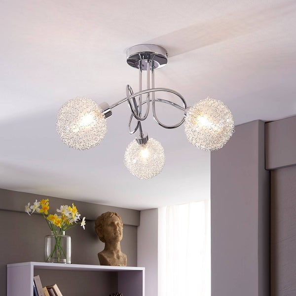 Lindby Deckenlampe Ticino (Modern) in Chrom aus Metall (3 flammig, G9) - Deckenleuchte Lampe Flurleuchte