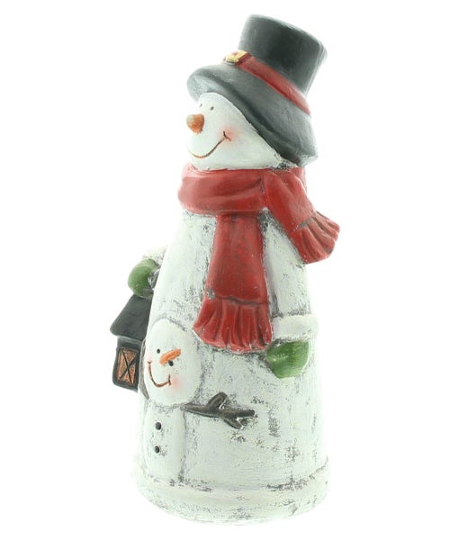 FRANK FLECHTWAREN | Schneemann Roter Schal, 11 x 8,5 x 20,5 cm, POLYRESIN