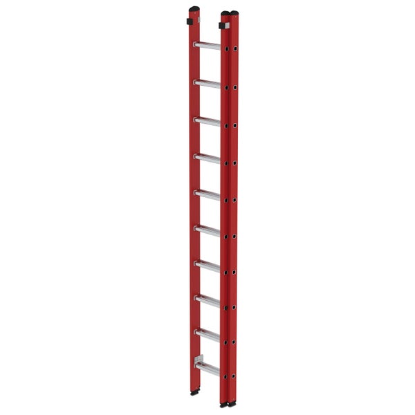PROREGAL Sprossen-Schiebeleiter 2-Teilig GFK & Alu Ohne Traverse 2 x 10 Sprossen