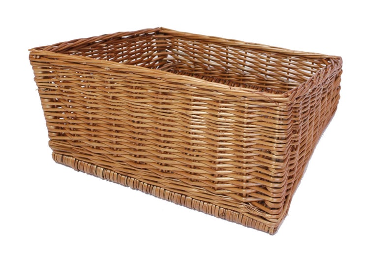 FRANK FLECHTWAREN | Regalkorb Natur, WEIDE, Breite 45 cm, Tiefe 45 cm, vordere Höhe 13 cm, hintere Höhe 22 cm