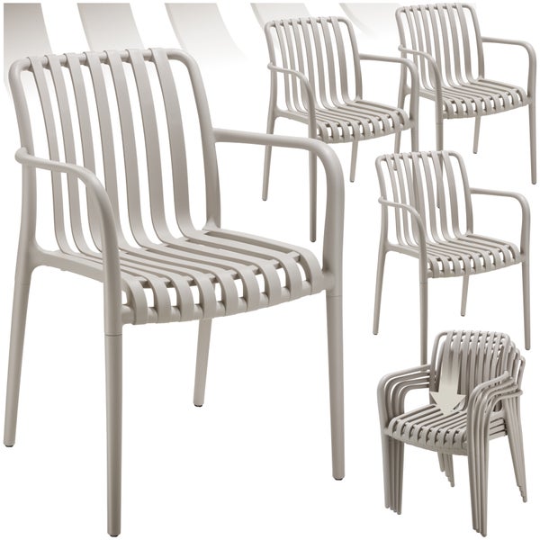 Gartenstühle tectake Alcudia 54,5 x 58 x 80,5 cm, Belastbarkeit 120 kg wetterfest und UV-beständig taupe