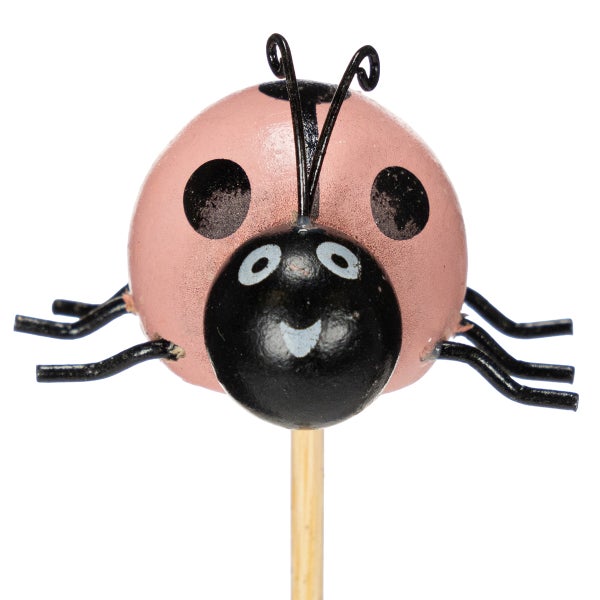 Marienkäfer-Gartenstecker aus Holz und Metall