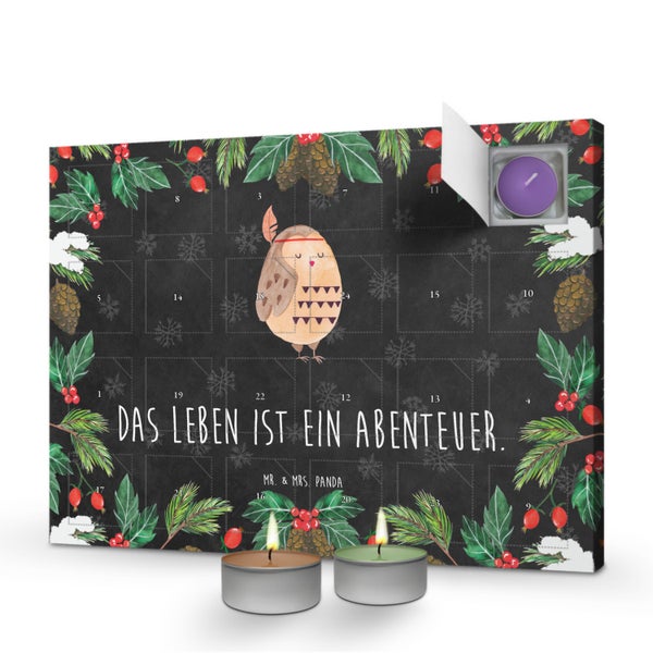 Mr. & Mrs. Panda Duftkerzen Adventskalender Eule Federschmuck - Schwarz