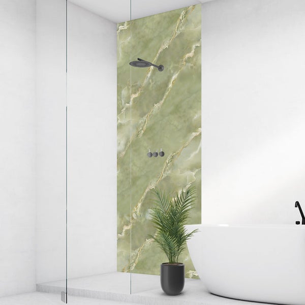 Marmoris Onyx Viridis, 100x210cm, fugenlose Wandpaneele aus Alu-Verbund 3mm, Duschrückwand