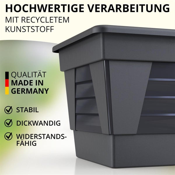 Plastard Blumenkasten 3er Set Anthrazit 80x21x17 cm Pflanzkasten Balkonkasten Pflanzkübel