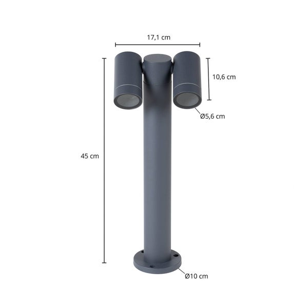 PRIOS Außenleuchte Tulimar (Modern) in Schwarz aus Aluminium (2 flammig, GU10) - Wegeleuchte Pollerleuchte Wegelampe Sockelleuchte