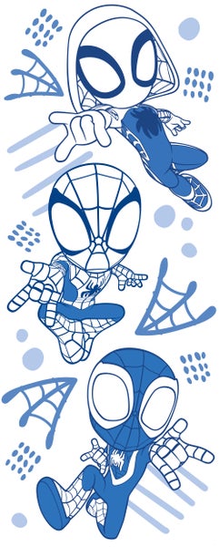 Illustration mit Spider-Man-Figuren im Comicstil