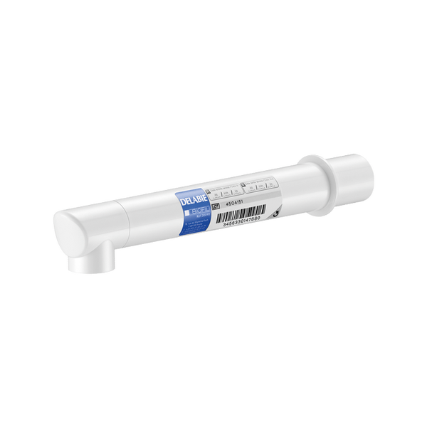 Delabie BIOFIL Wasserfilter aus weißem Kunststoff für Armaturen.