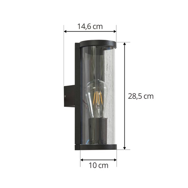 Lucande Wandleuchte außen Zanta (Modern) in Schwarz aus Aluminium (1 flammig, E27) - Außenwandleuchten Wandlampe Led Außenlampe Outdoor für Außenwand/Hauswand Haus Terrasse & Balkon