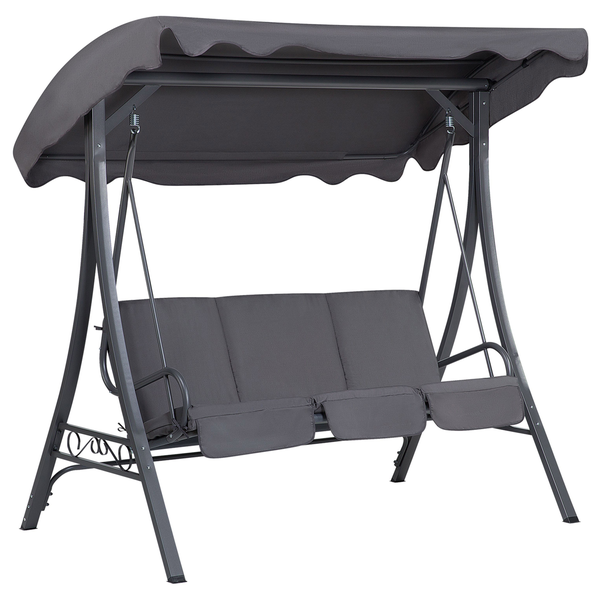 Gartenschaukel mit Dach und Sitzkissen für drei Personen