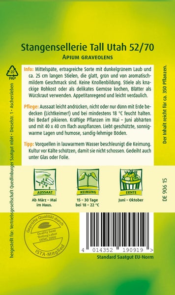 Stangensellerie Tall Utah 52 Samen von Quedlinburger SAATGUT