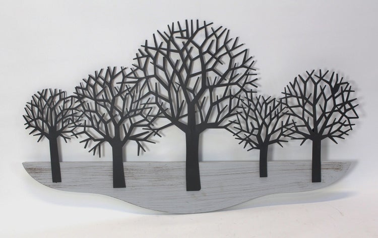 FRANK FLECHTWAREN | Wanddeko Bäume, METALL, 100 x 59 cm