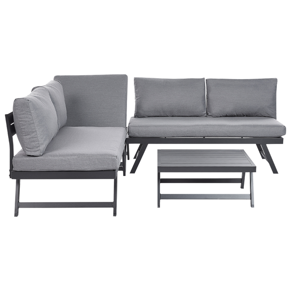 Garten Ecksofa mit Tisch 5-Sitzer COCCORINO Metall Grau