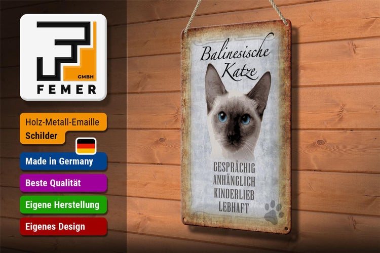 Blechschild Spruch 20x30cm balinesische Katze Schild