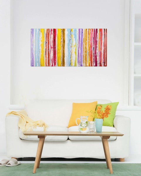 Handgemaltes Gemälde Acrylfarbe 120x60cm Bunt