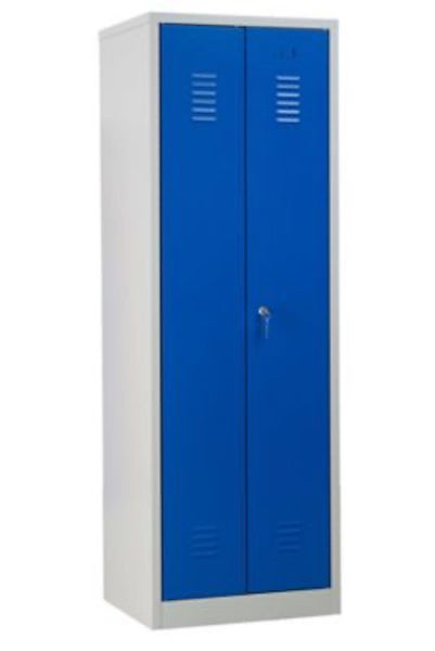 PROREGAL Garderobenspind Camel 2-Fächer & 1-Schloss HxBxT 180 x 60 x 50 cm Vorhängeschloss Grau-Hellblau