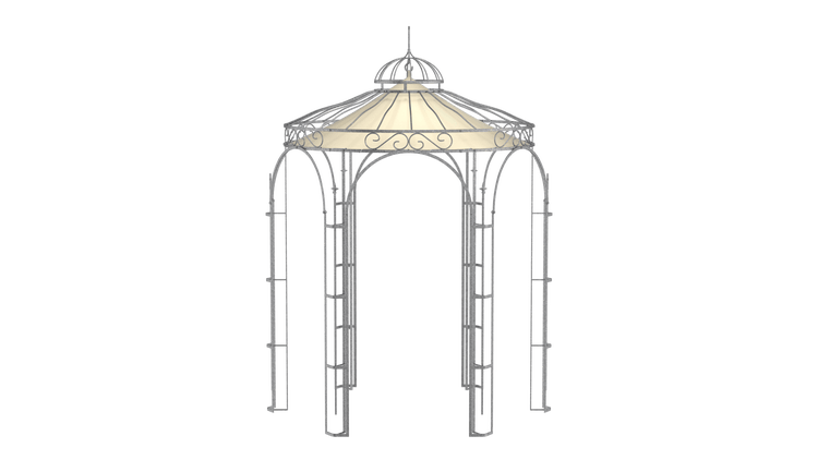 Pavillon ELEO Siena Ø 2,1 m feuerverzinkt | mit Dekorkugel und Sonnensegel ecru