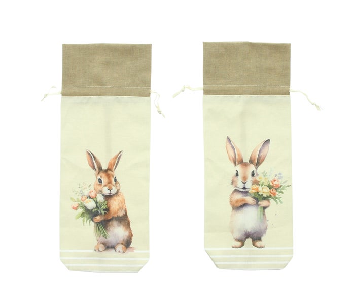 FRANK FLECHTWAREN|Geschenkbeutel Blumenhase, 2er Set, 14 x 35 cm, POLYESTER