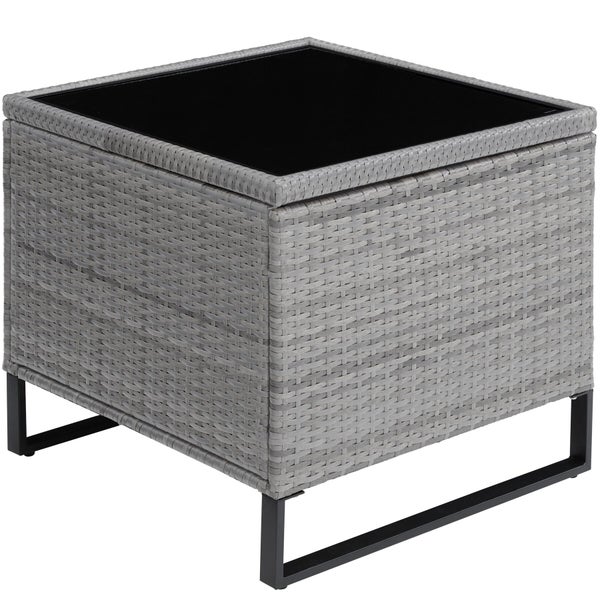 Gartentisch aus Polyrattan mit Glasplatte